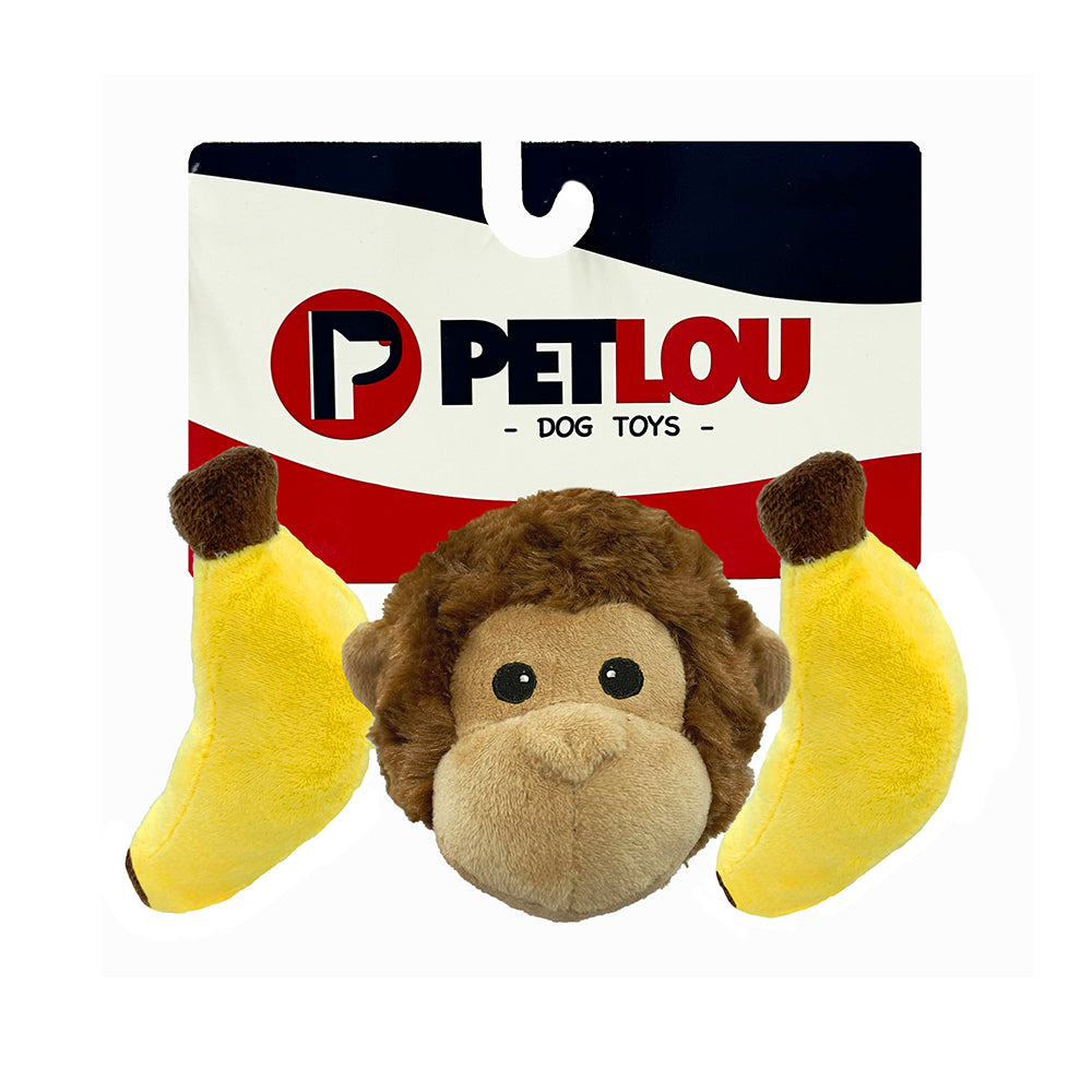 4 EZ Squeaky Ball Triple Pack Monkey Banana Petlou Inc